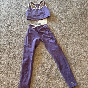 Bombshell Sportswear Purple Leggings (s) and Racerback Sports Bra Set (L)